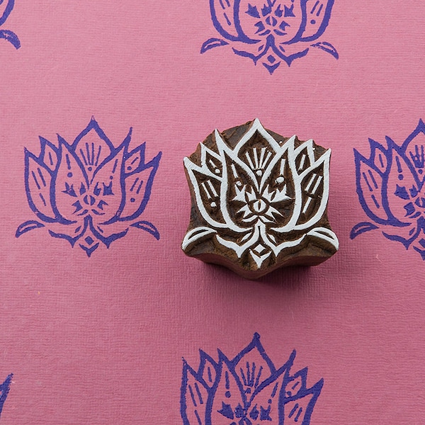 Traditional Lotus Pattern, wood block stamp