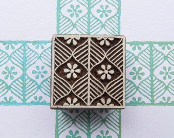 Floral Patterned Indian Textile Stamp,Wood Block Printing Stamp, Patterned Wooden Block Stamp, Hand Carved Stamp, Wooden printing block