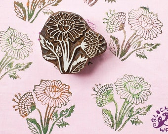 Beautiful floral wood stamp, perfect for stamping on curtains