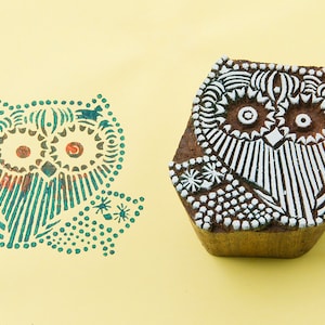 Wood block stamp, hand carved in India