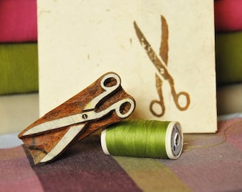 Scissor, hand crafted wood stamp