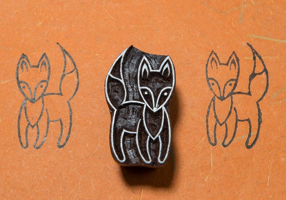 Blockwallah Fancy Fox Wooden Block Stamp