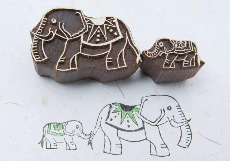 Elephant Indian Textile Stamp Elephant Block Printing Stamp Etsy