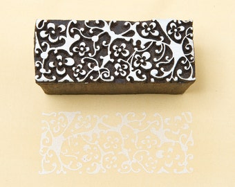 Floral border, hand carved wood stamp