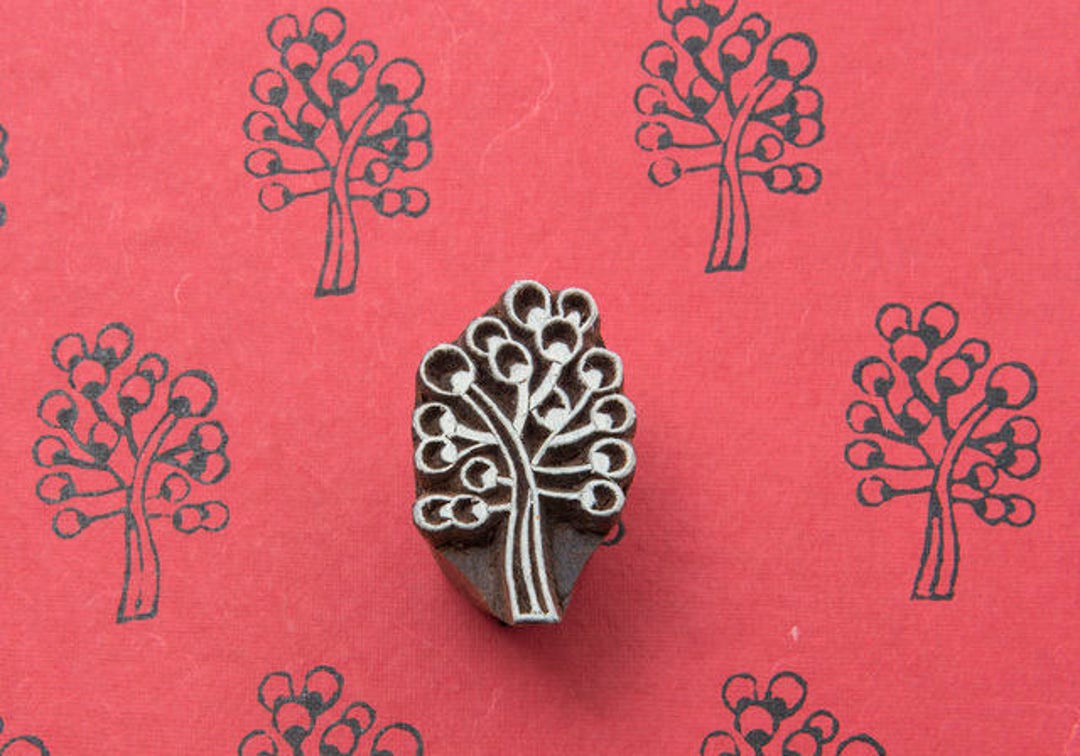 Tree Indian Textile Stamp, Tree Block Printing Stamp, Tree Wooden Block