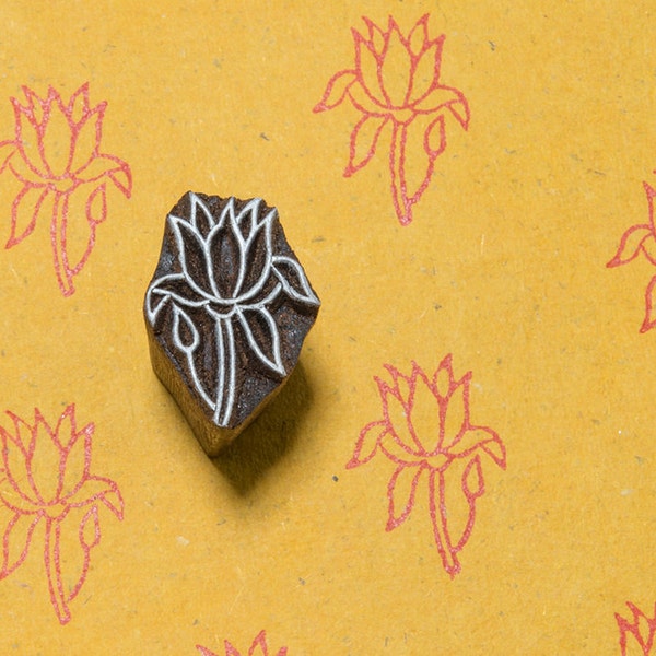 Lone Flower 114, wood block stamp