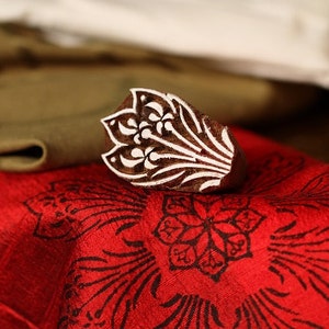 Ornate Indian Flower,  patterned wood block stamp