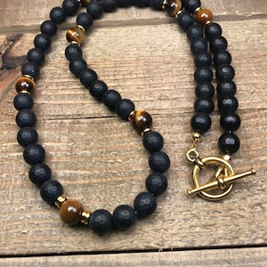 Mens beaded necklace, mens necklace, onyx necklace, beaded necklace, jewelry, gifts for him, mens jewelry, gifts for men, necklaces