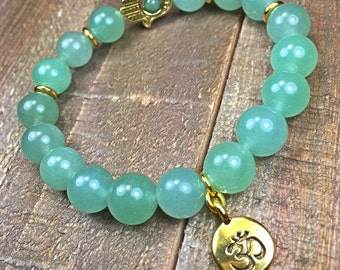 Womens Hamsa bracelet, womens ohm bracelet, beaded bracelet, stretch bracelet, jewelry, gifts for her, yoga inspired