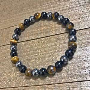 Men&#39;s beaded bracelet, onyx bracelet, beaded bracelet, hematite bracelet, jewelry, gifts for him, tigers eye bracelet, unisex bracelet