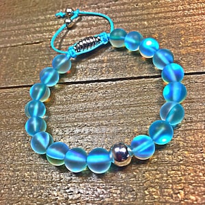 Mermaid Glass Beaded Bracelet, Shamballa Bracelet Beaded Bracelet, Mystic Aura Bracelet, Christmas, Gifts