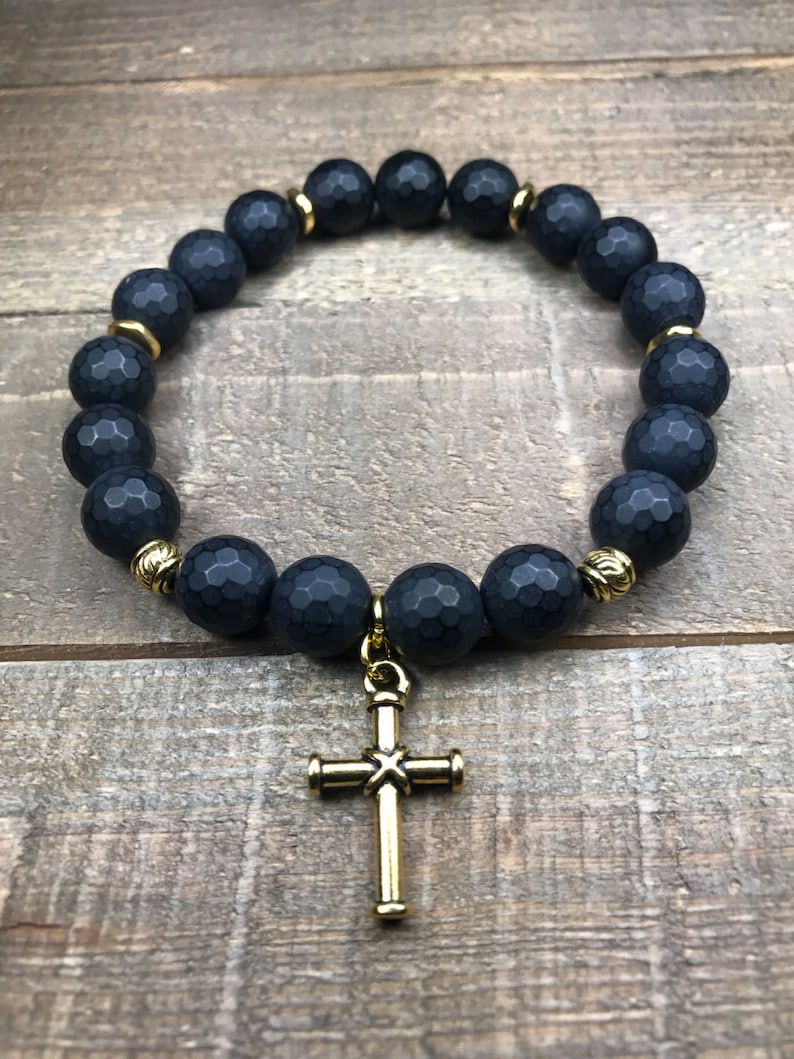 Men's Beaded Bracelet Mens Bracelet Cross Bracelet Beaded Etsy UK