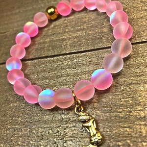 Mermaid Glass Bracelet, Mermaid Bracelet, Pink, Beaded Bracelet, Mystic Aura Bracelet image 2