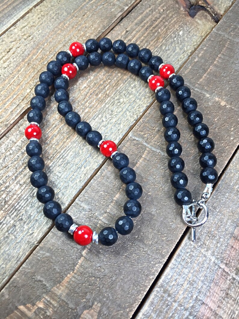 Mens Beaded Necklace Mens Necklace Onyx Necklace Beaded Etsy