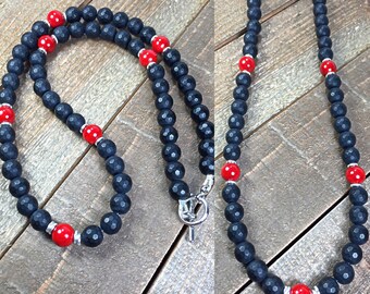 Mens beaded necklace, mens necklace, onyx necklace, beaded necklace, jewelry, gifts for him, mens jewelry, gifts for men, necklaces