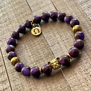 Mens Beaded Bracelet, omega psi phi, purple and gold, fraternity, beaded bracelet, mens jewelry