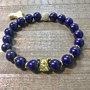 Mens Beaded Bracelet, omega psi phi, purple and gold, fraternity, beaded bracelet, mens jewelry