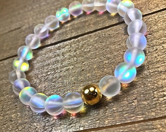 Mermaid Glass Beaded Bracelet, Beaded Bracelet, Mystic Aura Bracelet, Christmas, Gifts