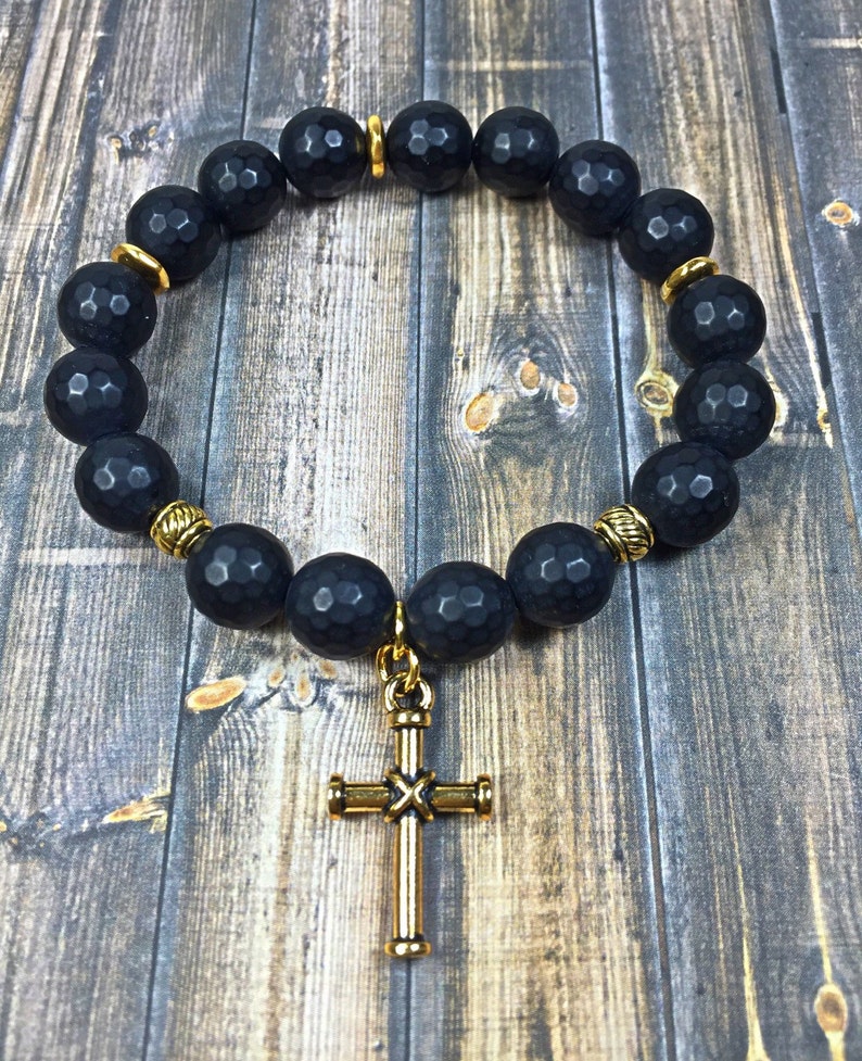 Men's Beaded Bracelet Mens Bracelet Cross Bracelet Beaded Etsy UK