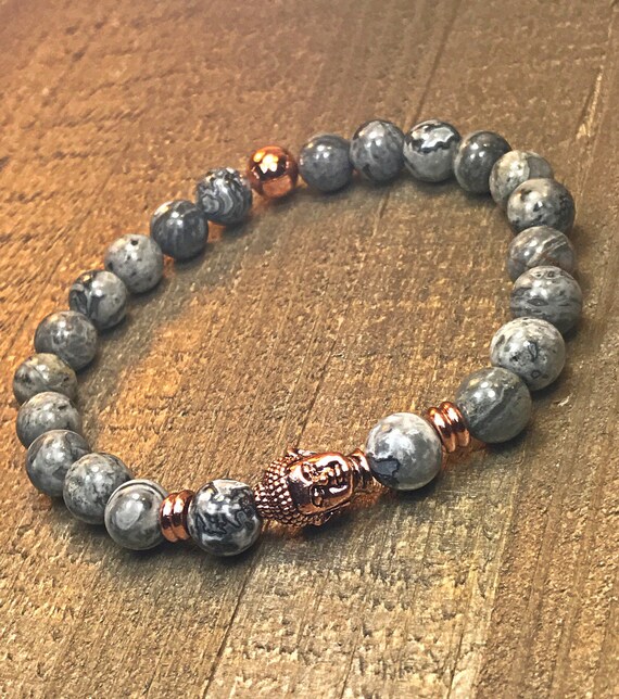Men's Buddha Bracelet, Mens Bracelet, Beaded Bracelet, Stretch