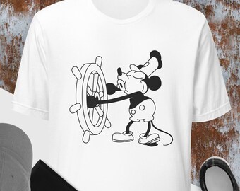 Dampfer Willie | Klassisches Karikatur-Maus 1928 Weinlese-Unisex-T-Shirt