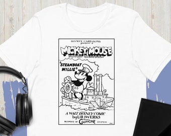 Ångbåten Willie | Klassisk tecknad mus 1928 Vintage unisex t-shirt