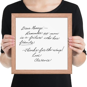 It&#39;s a Wonderful Life Wood Framed Sign | Dear George letter from Clarence | Film Replica | Christmas Decor