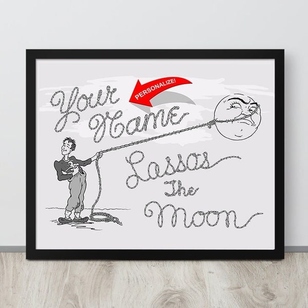 ORIGINAL Personalized George Lassos the Moon framed replica from It's a Wonderful Life