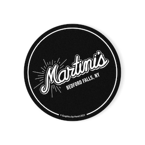 Its a Wonderful Life Martini&#39;s Bar Sign Replica Round Cork Back Coaster