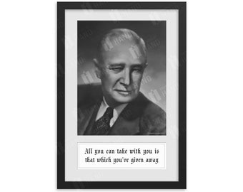 Peter Bailey Restored Portrait | All You Can Take With You Quote | It's a Wonderful Life | Film Replica | Single Frame