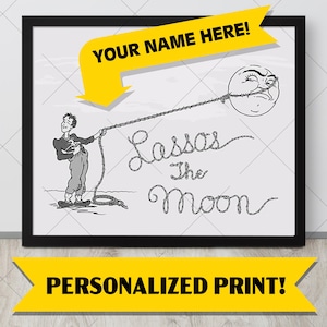 Personalized George Lassos the Moon It&#39;s a Wonderful Life framed replica