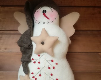 Christmas Decor Snowman Textile Doll Primitive 27 cm