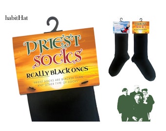 Father Ted Priest Socks Pair Really Black Ones Size UK 6-11 Not Dark Blue Gift