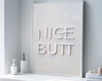 Leuke poster met billenprint voor in de badkamer (digitale download)