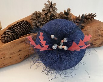 Navy Sinamay Pill Box Hat  - Kentucky Derby Hat - Mother of Bride Hat - Wedding Hat - Royal Ascot Hat - Derby Hat