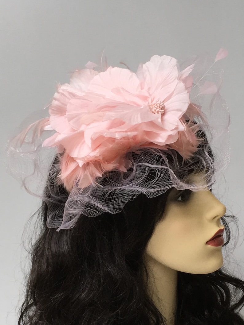 Pale pink crinoline fascinator
