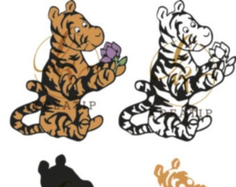 Classic Winnie The Pooh tigger SVG, PNG, Cricut Silhouette Glowforge Cutting File