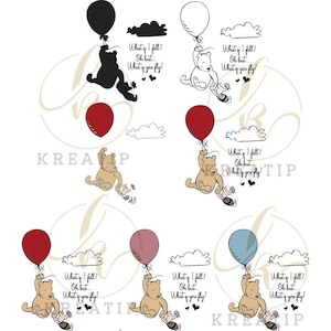 Klassieke Winnie de Poeh en Knorretje vliegende ballon SVG, PNG, Cricut silhouet snijden bestand