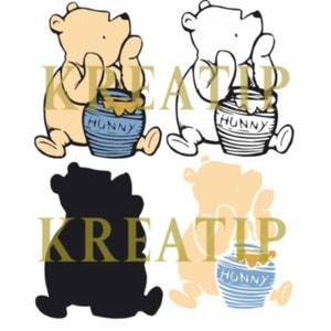 Classic Winnie The Pooh SVG, PNG, Cricut Silhouette Glowforge Cutting File