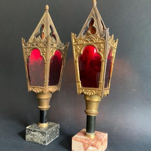 Small early 19th century processional lantern on marble base