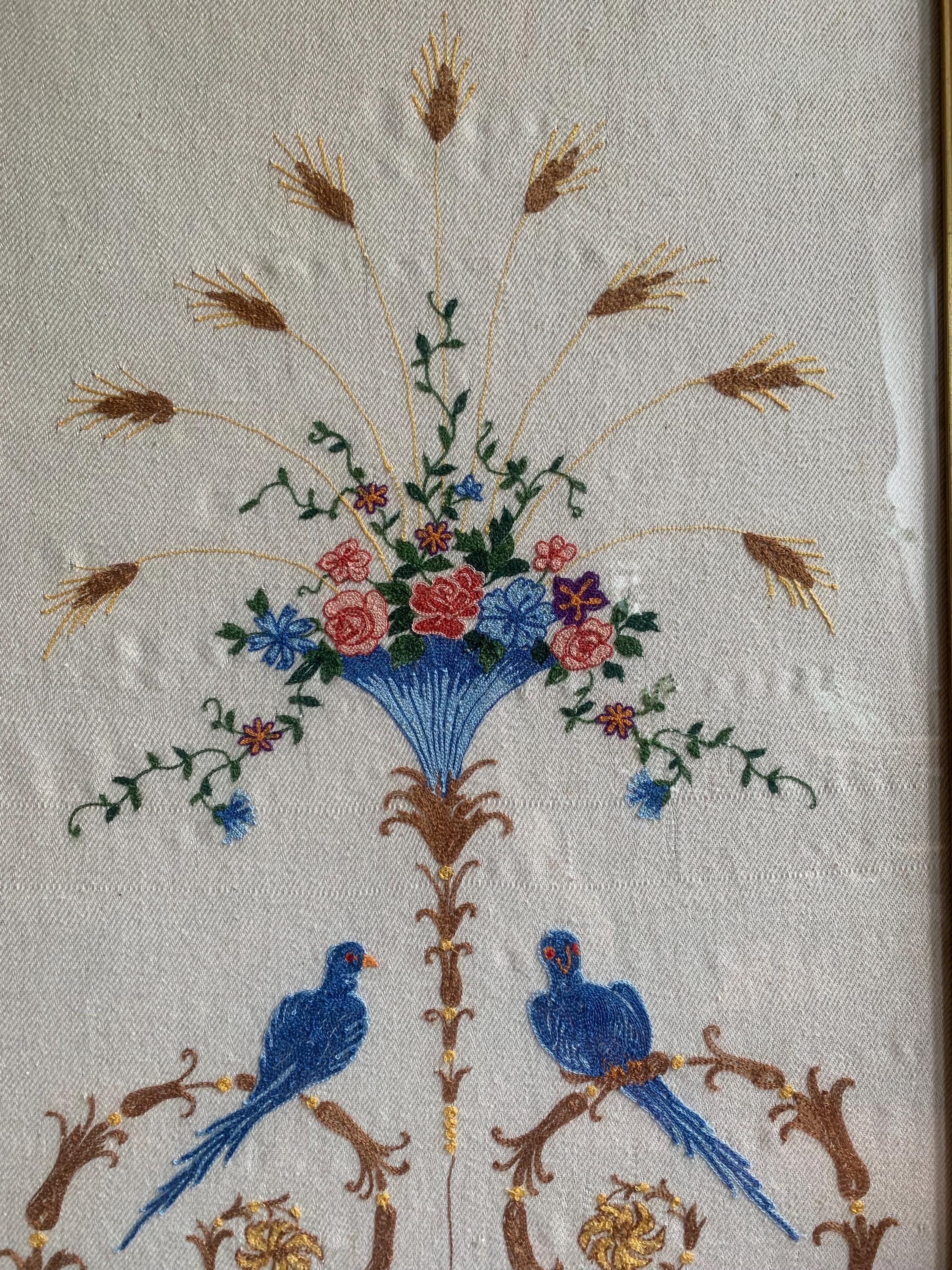 アンティークの手刺繍壁掛け、フランスの装飾パネル、1900年頃 - Etsy 日本