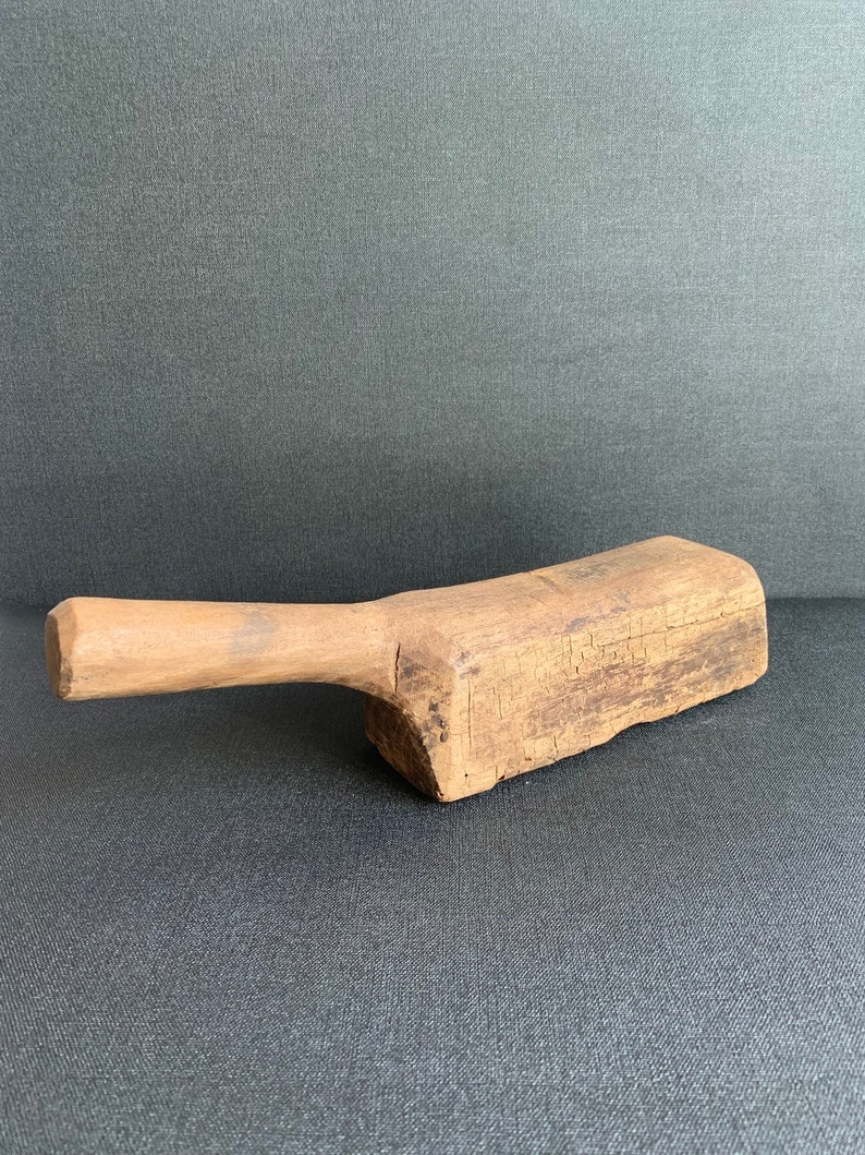 Ancien Battoir Et Pince à Linge En Bois – Lot Lavandière Longueur 47 Cm