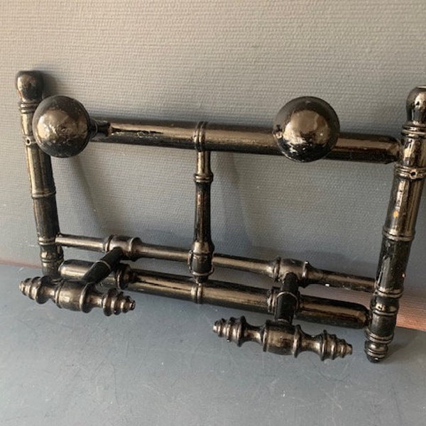 Antique bamboo-style wooden coat rack, 1900, France