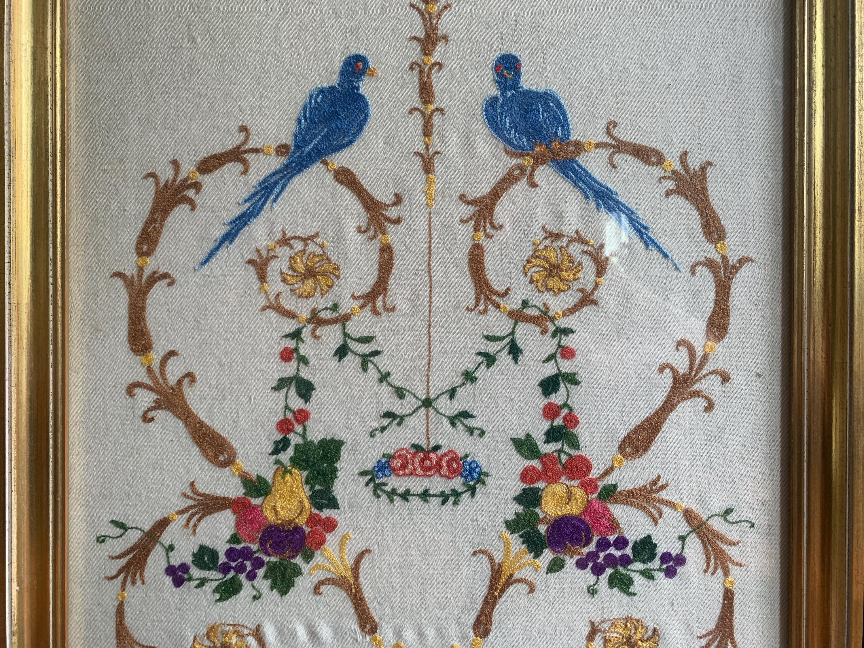 アンティークの手刺繍壁掛け、フランスの装飾パネル、1900年頃 - Etsy 日本