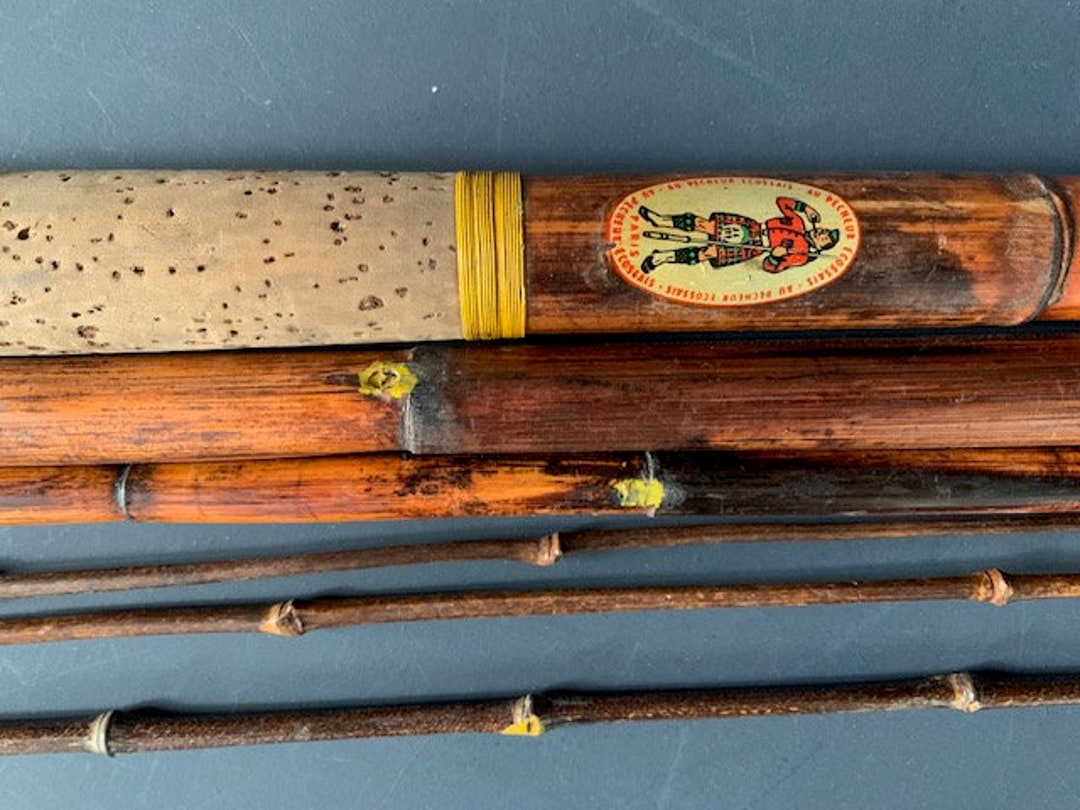 Old Large Fishing Rod in Bamboo and Brass, 4.5 Meters, 1930