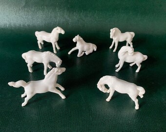 Chinese white horse figurines in porcelain 1950