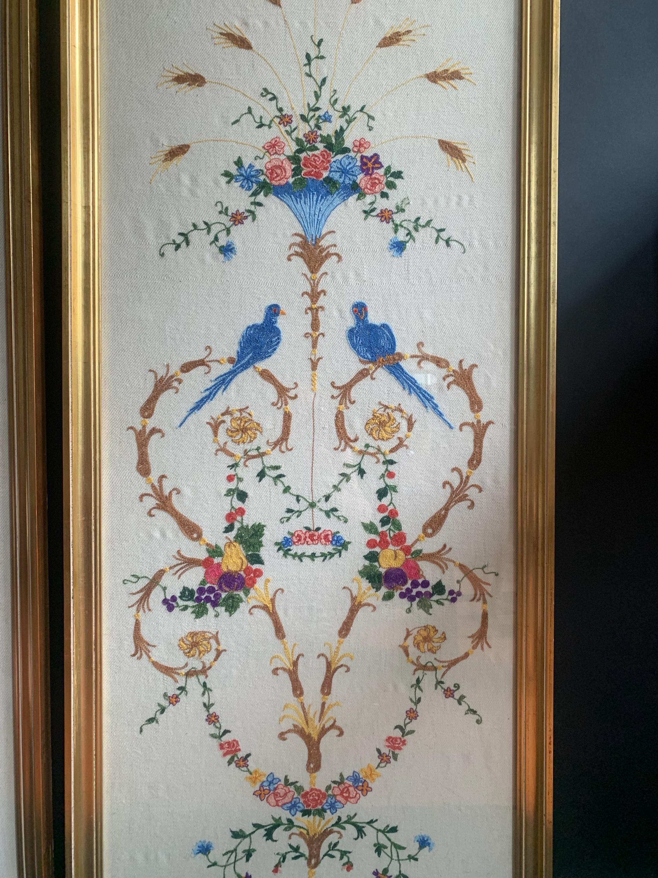 アンティークの手刺繍壁掛け、フランスの装飾パネル、1900年頃 - Etsy 日本