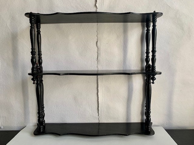 Étagère Ancienne Murale en Bois Tourné Noirci, Napoléon Iii