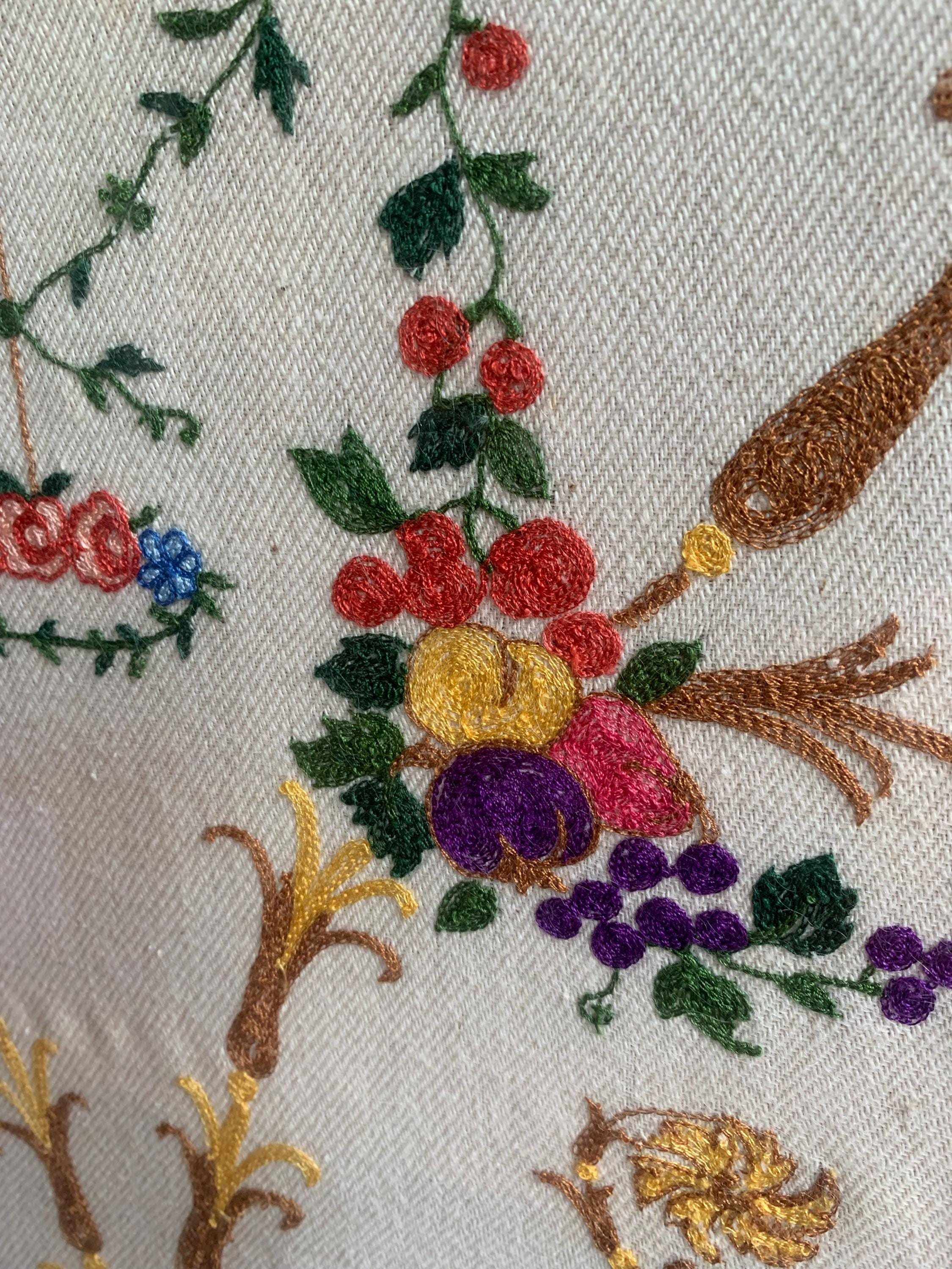 アンティークの手刺繍壁掛け、フランスの装飾パネル、1900年頃 - Etsy 日本