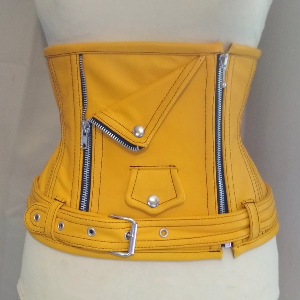 Corset Underbust Perfecto en cuir Jaune